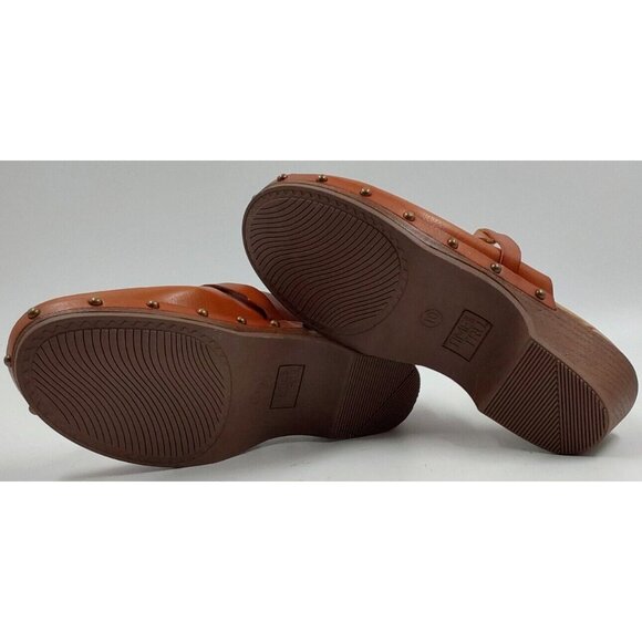 Time and Tru Womens Ladies Brown Comet Wooden Heel Mules Slip-on Shoes Sz 10 NEW - Picture 8 of 9